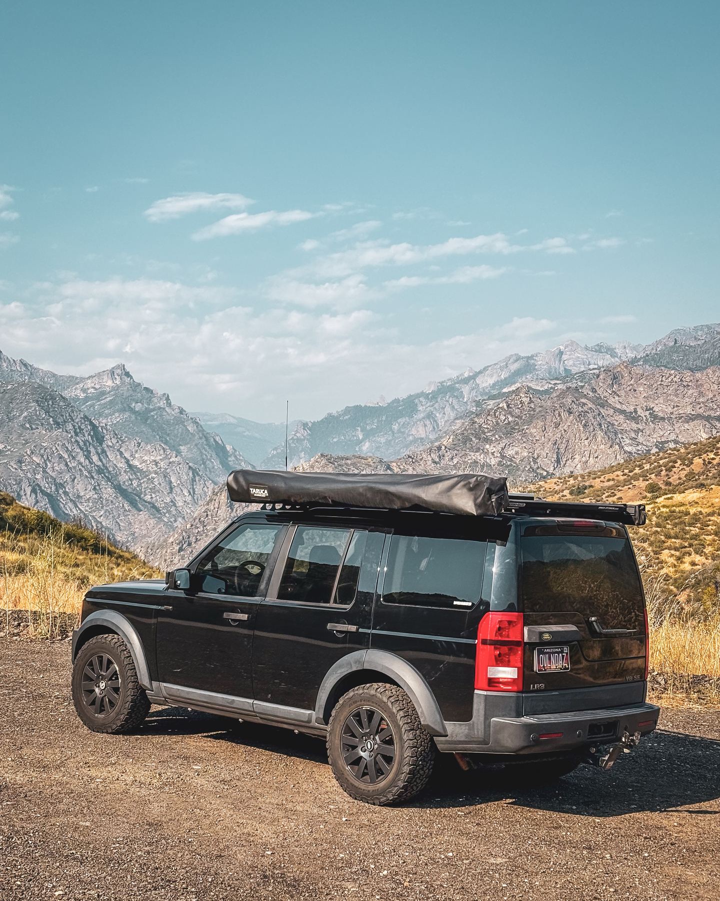 Landy with mountains behind